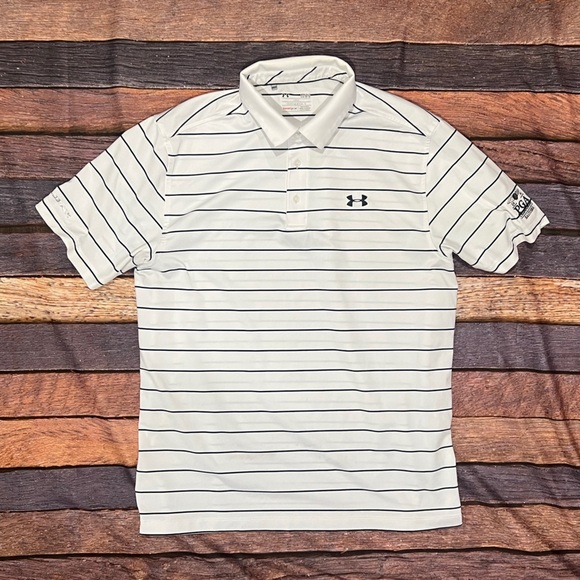Under Armour Men's White Striped Polo Shirt - Picture 1 of 7